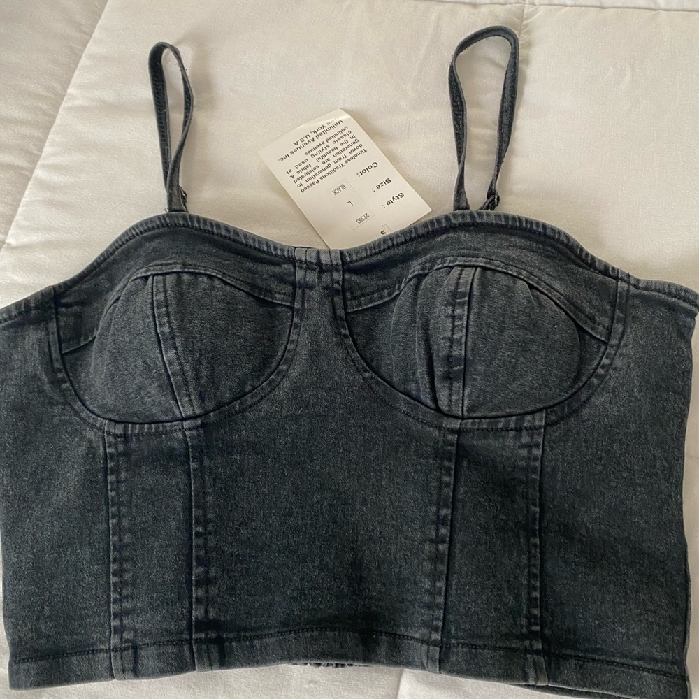 Rebellion Denim Crop Top Size Large